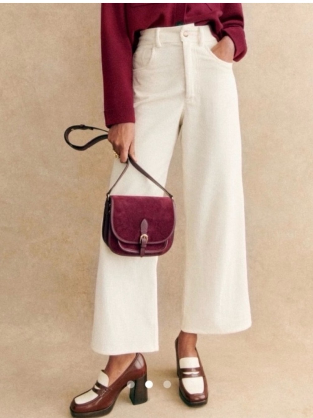 NWT Sezane Le Crop Ecru - Size 6